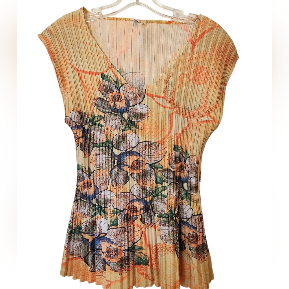 Milano V-Neck Y2k  Floral Pleated Blouse